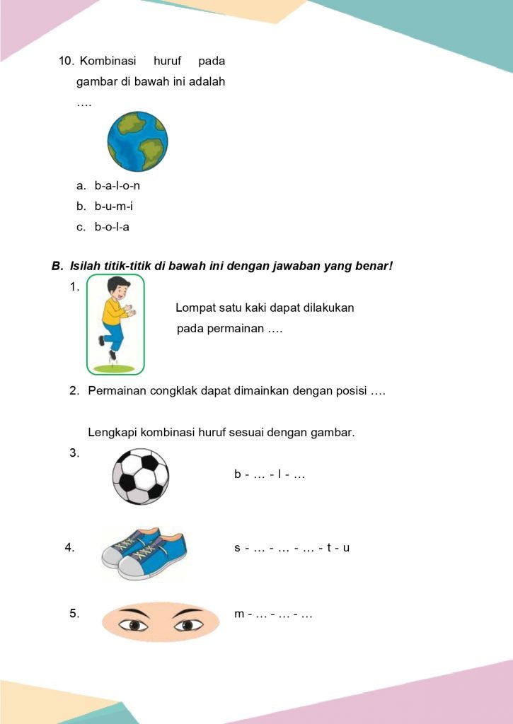 Latihan Soal Bahasa Indonesia Kelas 1 Bab 4 - Daring Nur Hidayah Press