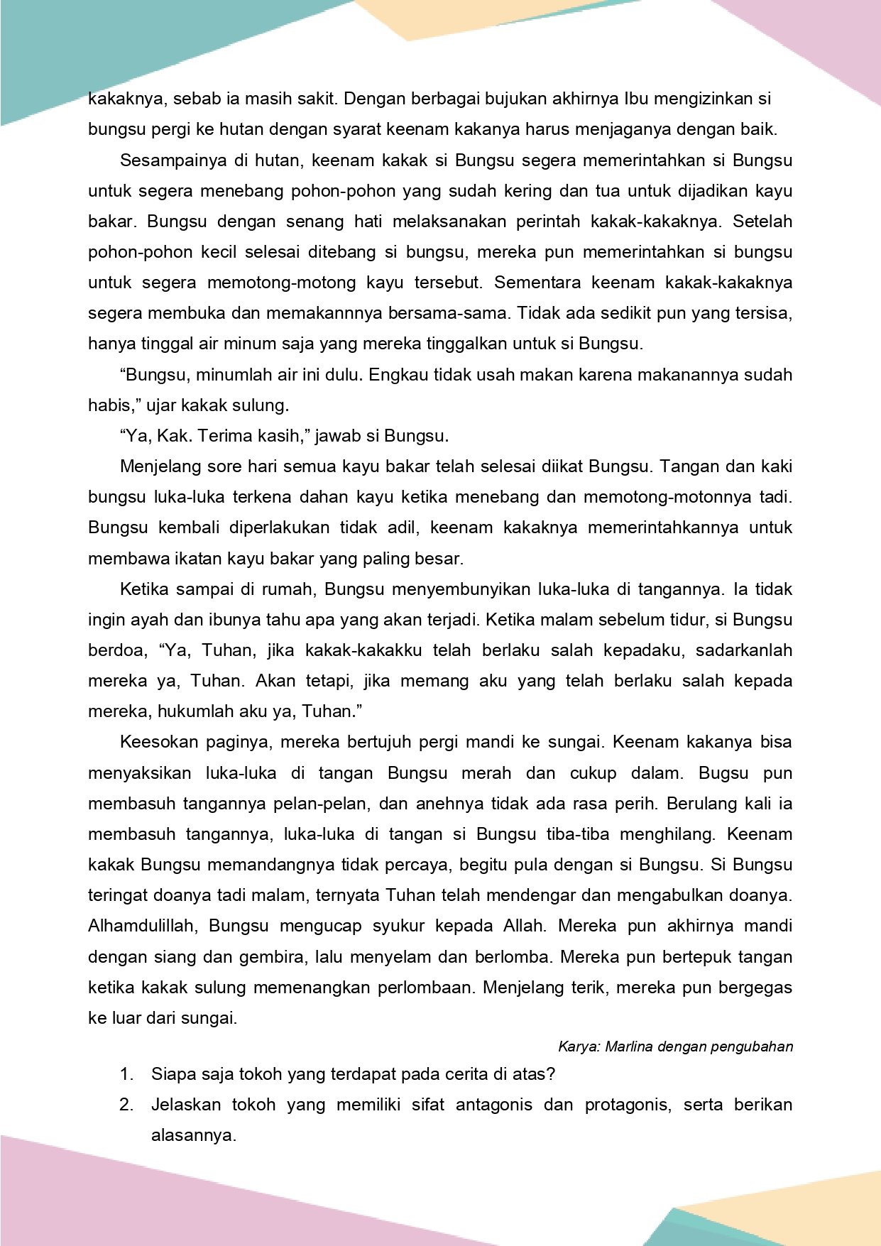 Latihan Soal Bahasa Indonesia Kelas 4 Bab 6 - Daring Nur Hidayah Press