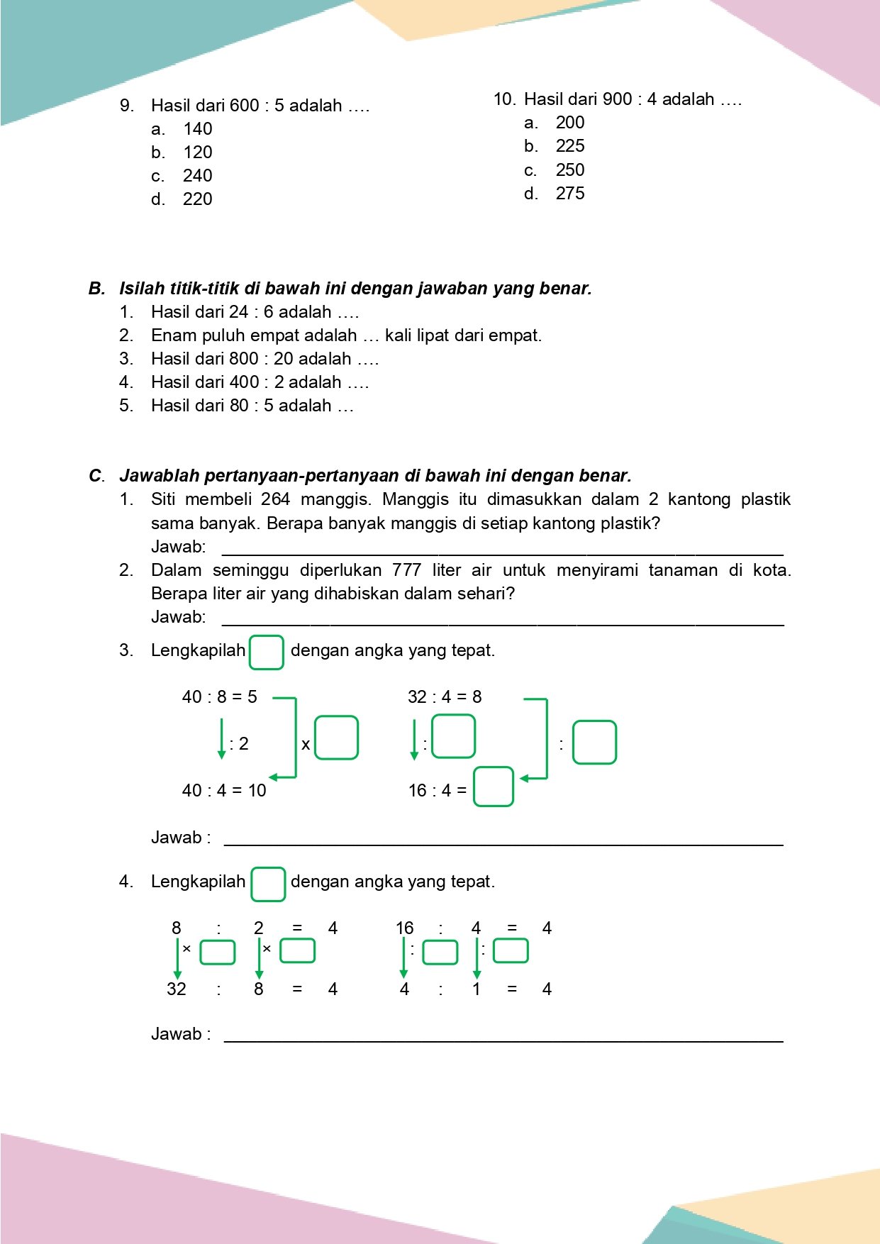 Latihan Soal Matematika Kelas 4 vol. 1 Bab 2 - Daring Nur Hidayah Press