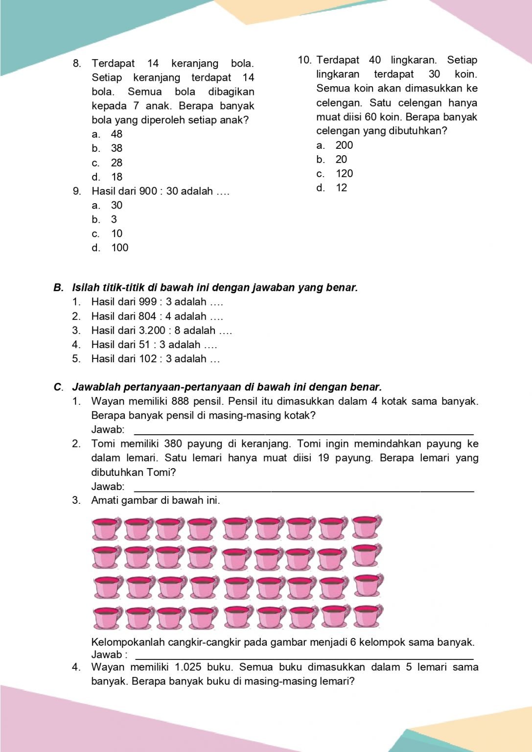 Latihan Soal Matematika Kelas 4 vol. 1 Bab 3 - Daring Nur Hidayah Press