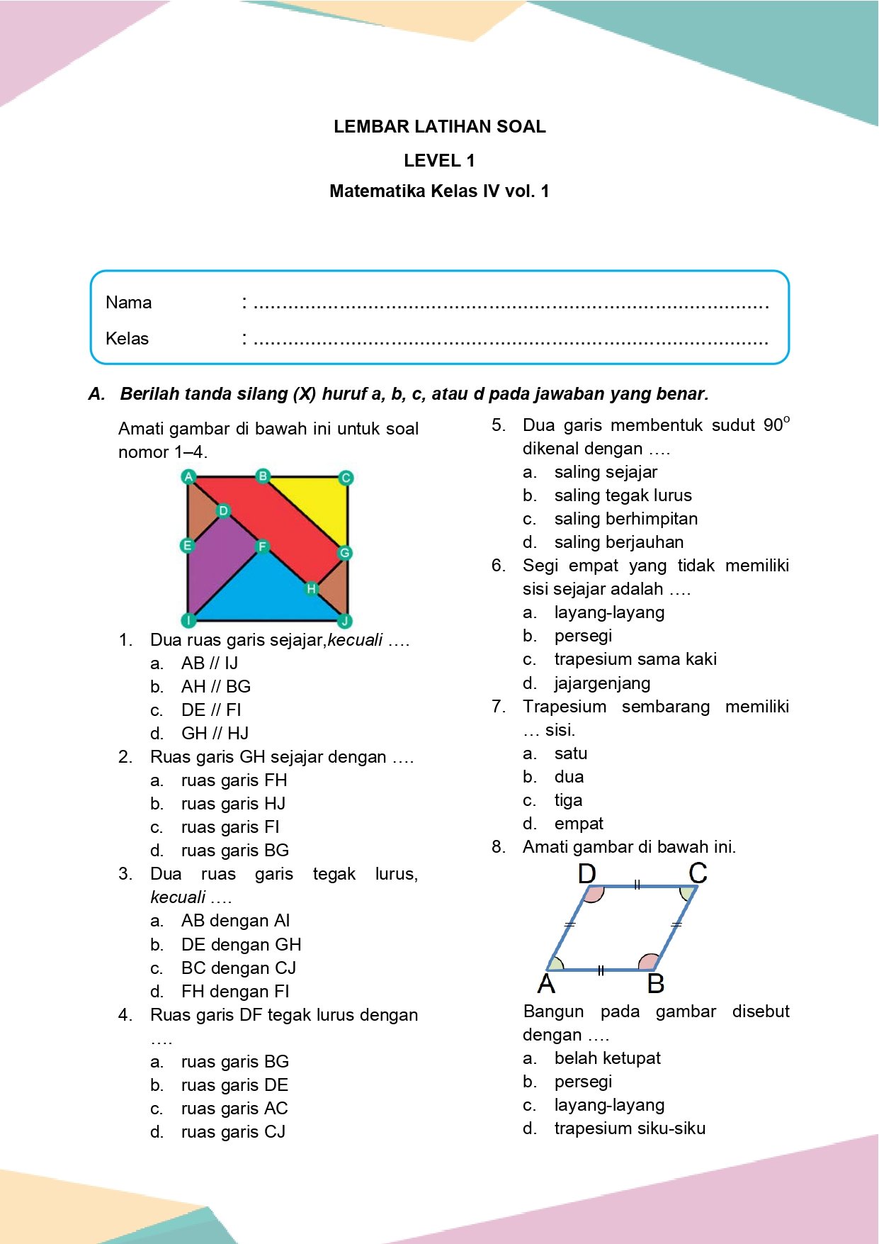 Latihan Soal Matematika Kelas 4 vol. 1 Bab 6 - Daring Nur Hidayah Press