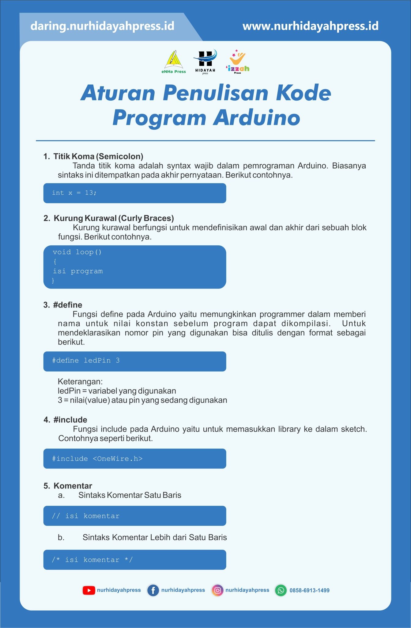 Kode Seber Program Aturan Penulisan Kode Program Arduino - Daring Nur Hidayah Press
