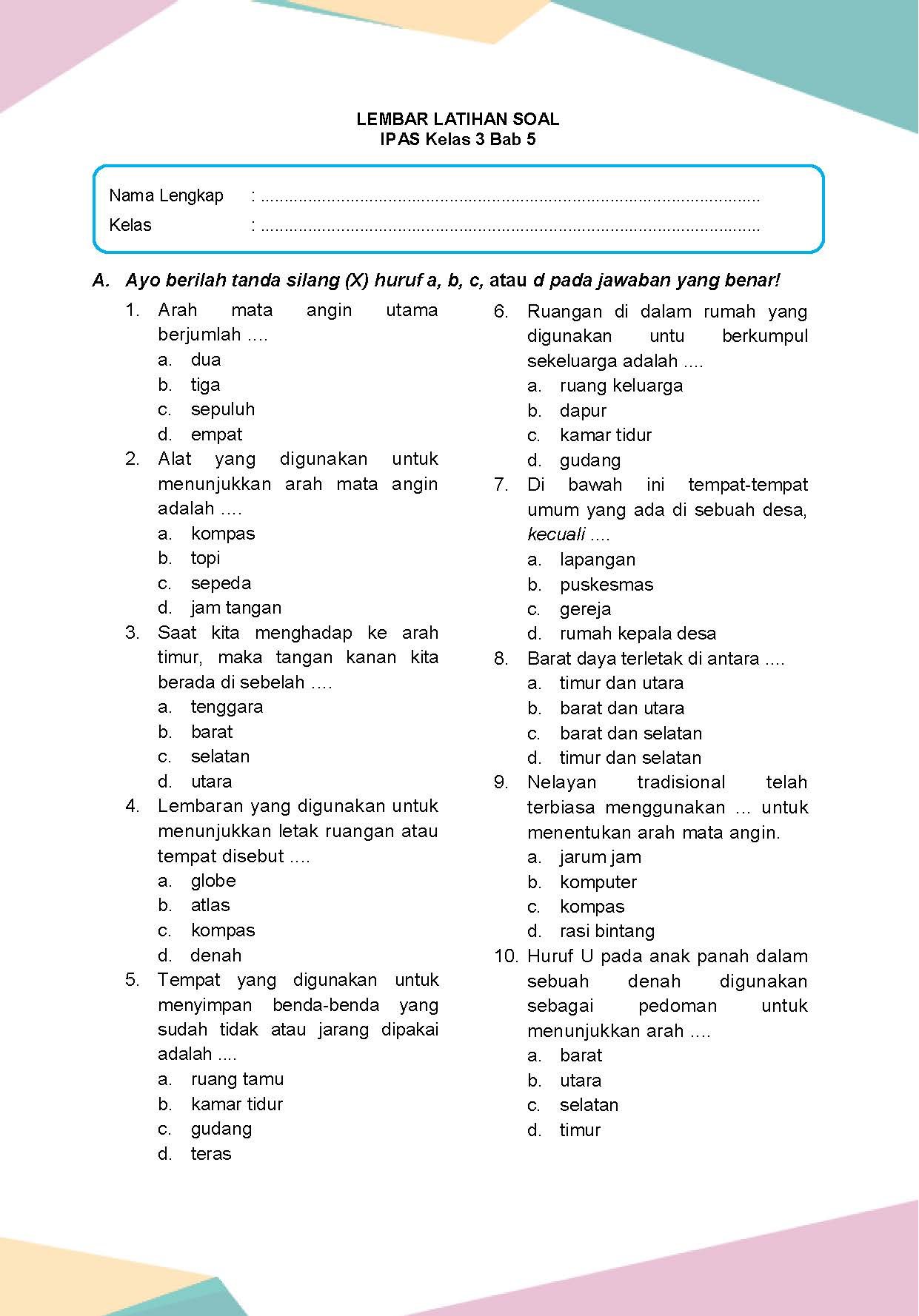 Latihan Soal Ilmu Pengetahuan Alam dan Sosial Kelas 3 Bab 5 - Daring ...