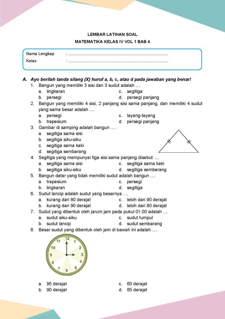 Latihan Soal Matematika Kelas 4 Vol 1 Bab 4 - Daring Nur Hidayah Press