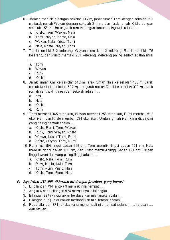 Latihan Soal Matematika Volume 1 Kelas 3 Bab 1 - Daring Nur Hidayah Press
