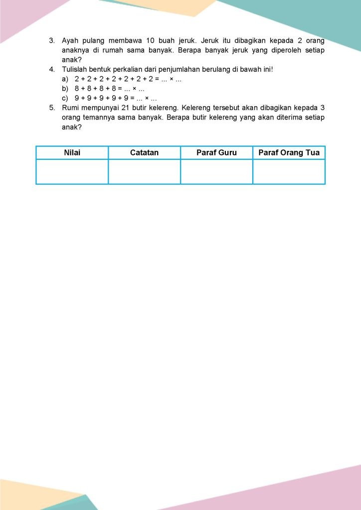 Latihan Soal Matematika Volume 2 Kelas 3 Bab 1 - Daring Nur Hidayah Press